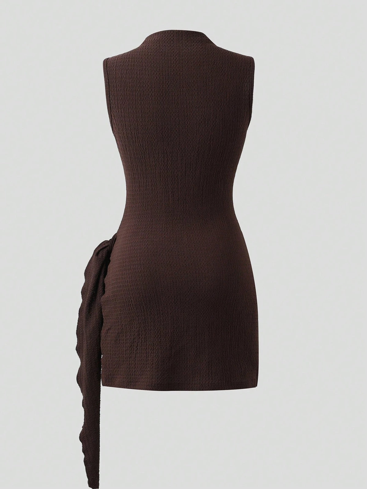Pleated-Waist Belted Slim Mini Dress