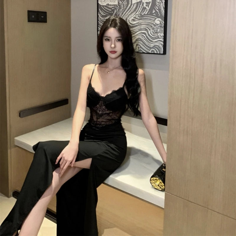 Verna Watson Lace Slip Dress with After-Dark Slit